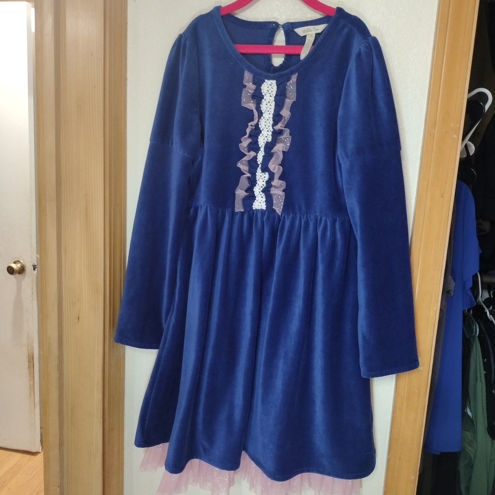Matilda Jane Navy Dress with Sparkly Pink Trim